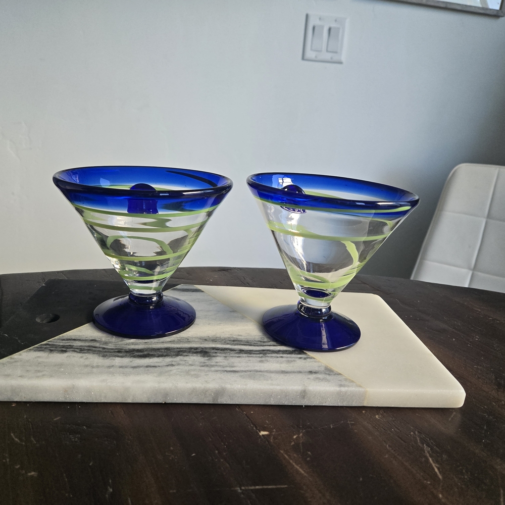 Blue and Clear Glass Goblets